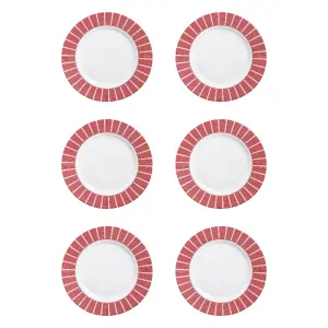 URBNLIVING 2cm Height Red Glass Christmas Dessert Plate Set of 6