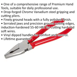 200mm Combination Pliers - Drop Forged Steel - 30mm Jaw Capacity - Serrated Jaws