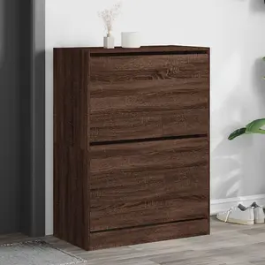 Berkfield Shoe Cabinet with 2 Flip-Drawers Brown Oak 80x42x108 cm