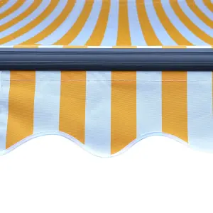 Berkfield Manual Retractable Awning with LED 300x250 cm Yellow and White