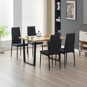 Colorado Dining Table with 4 Black Emily Leather Chairs