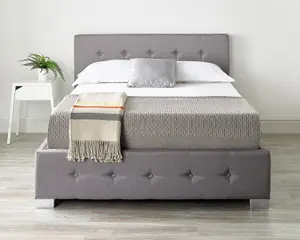 Aspire End Lift Ottoman Storage Bed Small Double, Grey Linen