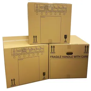 10 x Extra Large Size (21x21x16") Strong Printed Tick List Cardboard Removal Boxes With Carry Handles