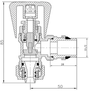 Invena 16mm x 1/2 Inch Angled Manual Inlet Radiator Valve Pex Compression Fittings