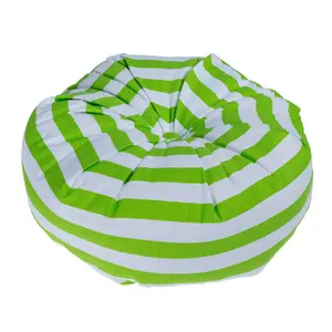 Homescapes Green and White Stripe Pleated Round Floor Cushion