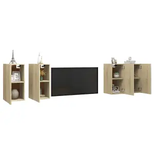 Berkfield TV Cabinets 4 pcs Sonoma Oak 30.5x30x60 cm Engineered Wood