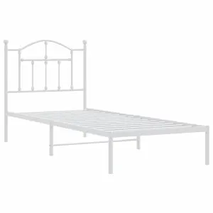 Berkfield Metal Bed Frame with Headboard White 90x190 cm