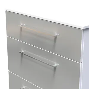 Chester 3 Drawer Deep Chest in Uniform Grey Gloss & White (Ready Assembled)