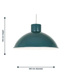 First Choice Lighting Domed Teal Green Easy Fit Metal Pendant Shade