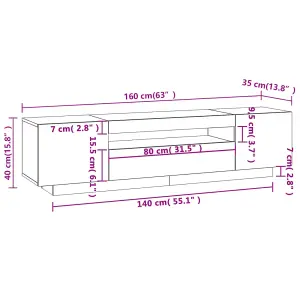 vidaXL TV Cabinet with LED Lights Black 160x35x40 cm