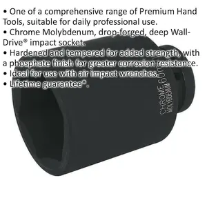 60mm Forged Deep Impact Socket - Heavy-Duty Chromoly Tool for 1 Inch Drive Wrenches