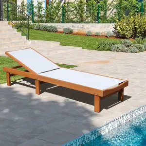 Costway Patio Fabric Chaise Lounge Chair Outdoor 5-Position Adjustable Recliner