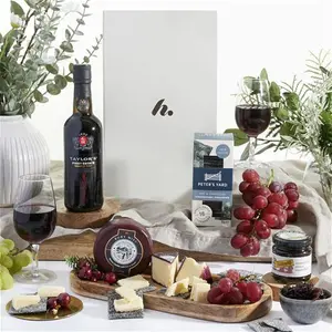 Classic Port & Cheese Gift Hamper - Cheese Hampers - Port Gift Hampers - Cheese & Port Hamper Set, By Clearwater Hampers