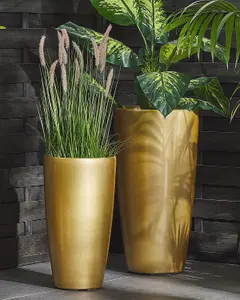 Beliani Modern Plant Pot TSERIA Stone Gold