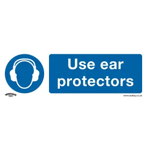 Sealey Mandatory Safety Sign Use Ear Protectors Rigid Plastic 300 x 100mm SS10P1