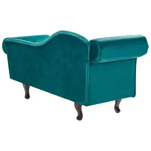 Left Hand Velvet Chaise Lounge Green LATTES II