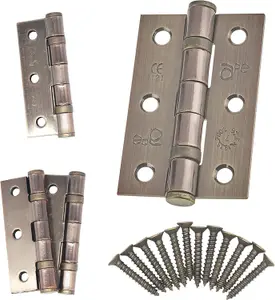 EAI - 3" Internal Door Hinges & Screws G7 FD30  - 76x50x2mm Square - Florentine Bronze - Pack 2 Pairs