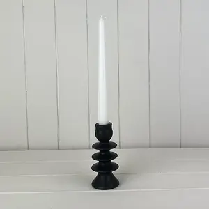 The Satchville Gift Company Black Ceramic Candle Holder