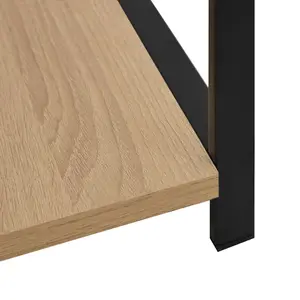 Berkfield Small Straight Book Shelf Black and Oak 33.5x39.6x79.7 cm Engineered Wood