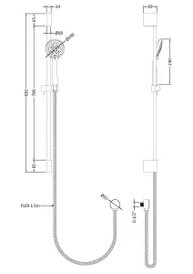 Current Wall Mount Thermostatic Bath Shower Mixer Tap with Slimline Slide Rail Kit - Chrome - Balterley