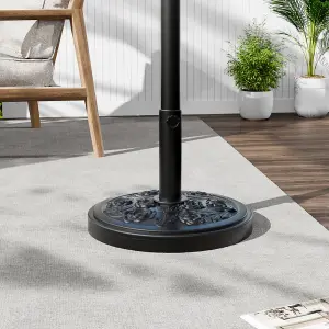 20KG Parasol Base Heavy Duty Round Cement Umbrella Stand for Outdoor Deck Garden with Flower Decorative Pattern