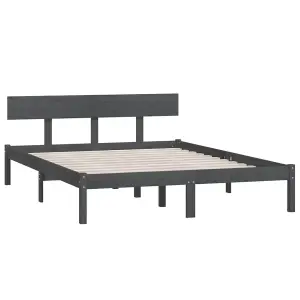 Berkfield Bed Frame Grey Solid Wood Pine 140x200 cm