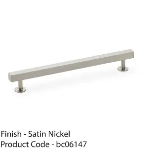 Straight Square Bar Pull Handle - Satin Nickel 192mm Centres SOLID BRASS Drawer