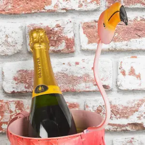 URBNLIVING Metal Flamingo Champagne Bucket Ice Bowl Cooler Party Garden Drinks