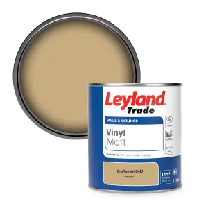 Leyland Trade Vinyl Matt Walls & Ceilings Emulsion Paint Craftsman Gold (PPG12-14) 1L