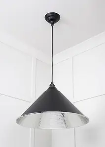 Hammered Nickel Hockley Pendant in Elan Black