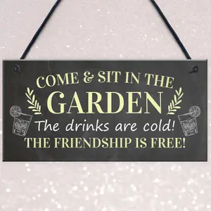 Come Sit In The Garden Sign Hanging Door Sign Garden Shed Summerhouse Plaque