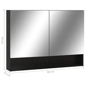 Berkfield LED Bathroom Mirror Cabinet Black 80x15x60 cm MDF