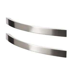 GoodHome Sabaku Nickel effect Kitchen cabinets Bow Handle (L)26cm (D)32mm, Pack of 2