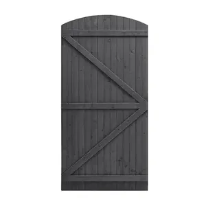 Outdoor Grey Arch Top Garden Wooden Gate Fence Door 180cm H