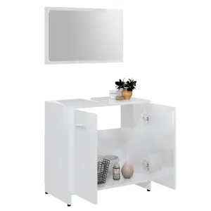 Berkfield 3 Piece Bathroom Furniture Set High Gloss White Engineered Wood