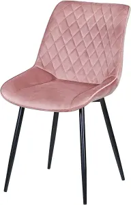 Set of 2 Pink Velvet Effect Dining Chairs Plush Padded Upholstered Accent Chair - Elle by MCC