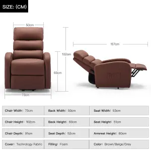 Grace Electric Fabric Single Motor Rise Recliner Lift Mobility Tilt Chair (Brown)