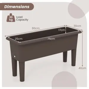 Costway 2 PCS Raised Garden Beds Outdoor Plastic Planter Box w/ Detachable Legs