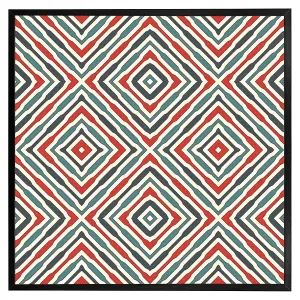 Repeated squares and rhombuses ornamental abstract tribal motif (Picutre Frame) / 16x16" / Oak