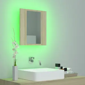 Berkfield LED Bathroom Mirror Cabinet Sonoma Oak 40x12x45 cm