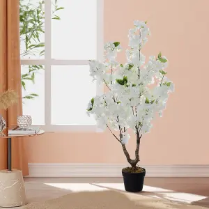 White Garden Decoration Artificial Cherry Flower Tree H 105 cm