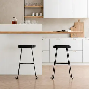 Gallitzin Solid Wood Kitchen Counter Bar Stool (Set of 2) Black / Bar Stool (76.25cm Seat Height)