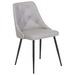 Set of 2 Dining Chairs VALERIE Faux Leather Light Grey