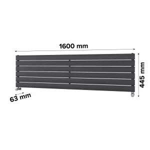 Ximax Vertirad HWH1195600A Anthracite Gas Horizontal Designer panel Radiator, (W)1600mm x (H)445mm