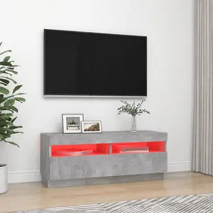 Berkfield TV Cabinet with LED Lights Concrete Grey 100x35x40 cm