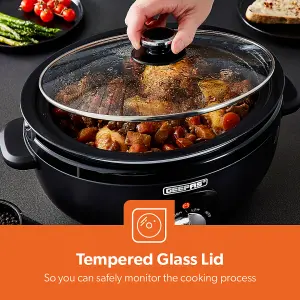 Geepas 3.5 Litre Slow Cooker 3 Temperature Settings, Removable Easy-Clean Aluminum Bowl Tempered Glass Lid & Cool Touch Handle