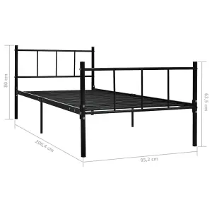 Berkfield Bed Frame Black Metal 90x200 cm