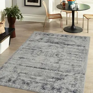 Gilbert Grey & Navy Abstract Small Rug, (L)150cm x (W)80cm