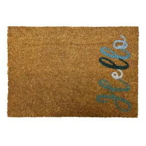 Blue Hello Door mat, 57cm x 40cm