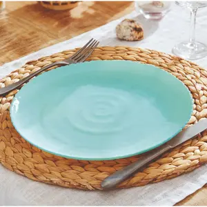 6X 19.5 Dessert Plate Ammonite Grey Opal Dinnerware Collections (Set of 6) Turquoise